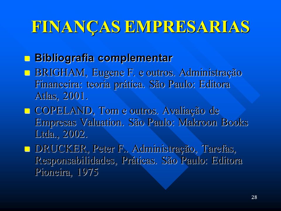 FINANÇAS EMPRESARIAS Bibliografia complementar