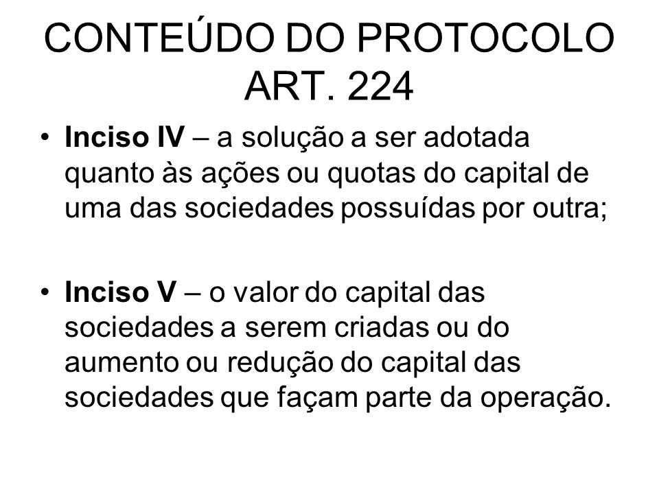 CONTEÚDO DO PROTOCOLO ART. 224