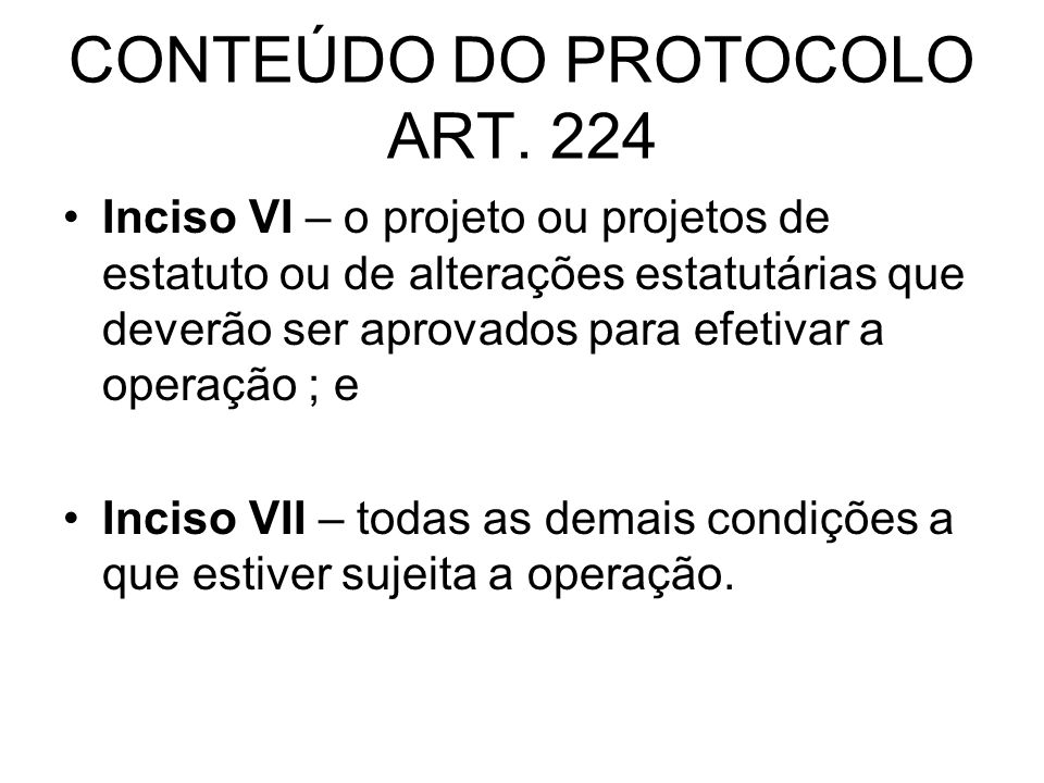 CONTEÚDO DO PROTOCOLO ART. 224