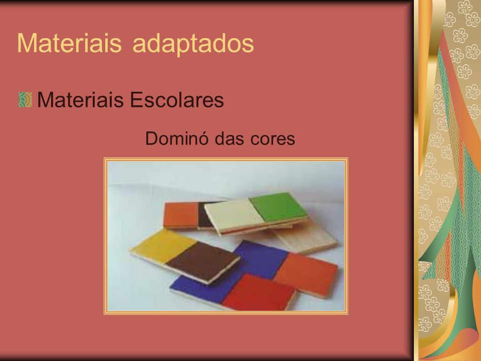 Materiais adaptados Materiais Escolares Dominó das cores