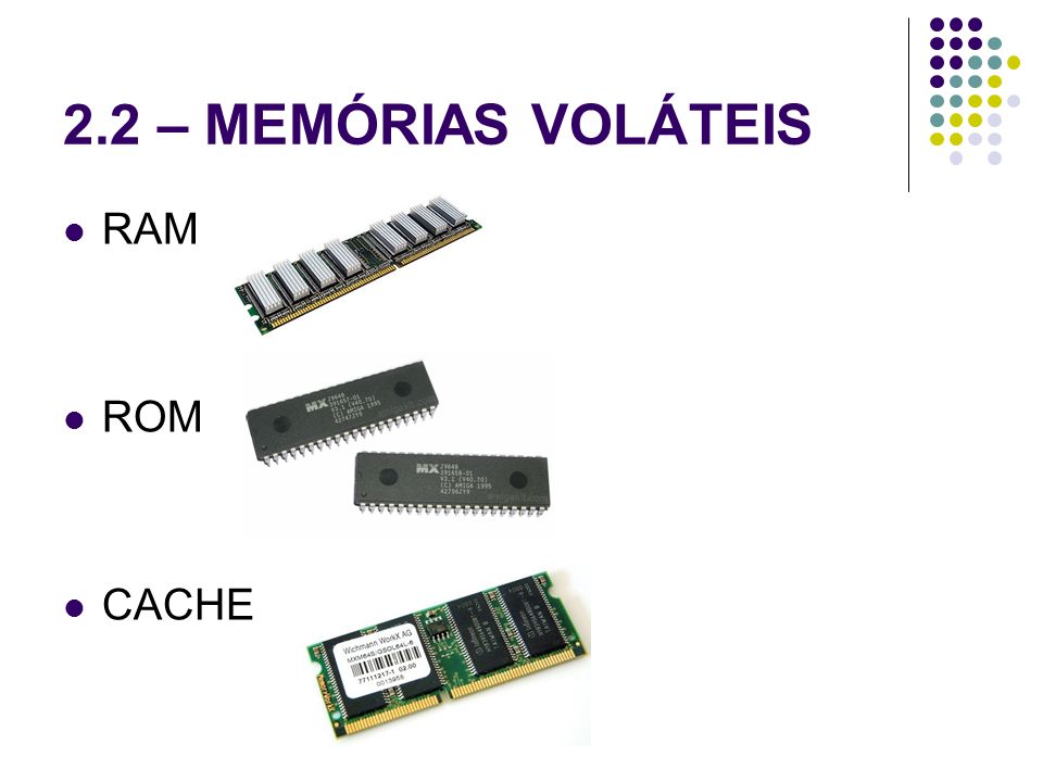 Memórias RAM, ROM E CACHE. - ppt carregar