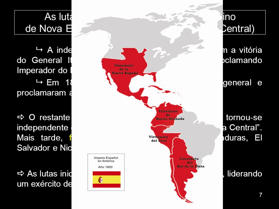 As lutas pela independência no Vice-Reino de Nova Espanha (atual México e América Central)