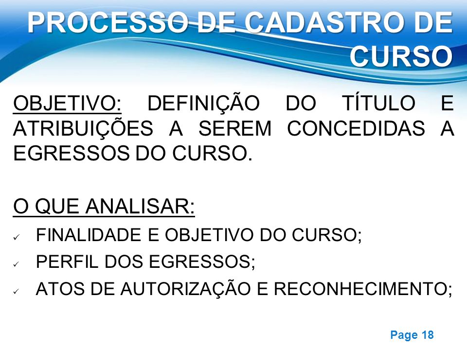 PROCESSO DE CADASTRO DE CURSO