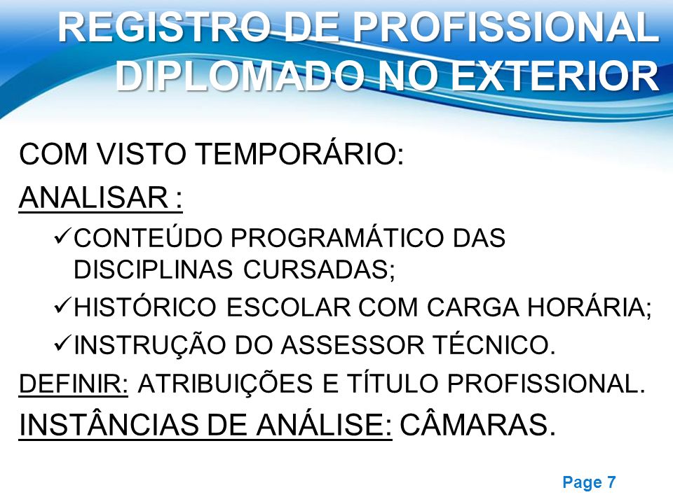 REGISTRO DE PROFISSIONAL DIPLOMADO NO EXTERIOR