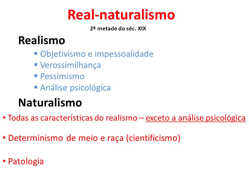 Real-naturalismo Realismo Naturalismo