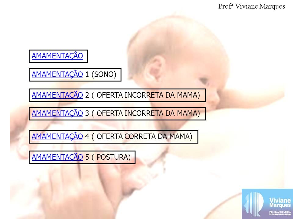 Profª Viviane Marques AMAMENTAÇÃO. AMAMENTAÇÃO 1 (SONO) AMAMENTAÇÃO 2 ( OFERTA INCORRETA DA MAMA)