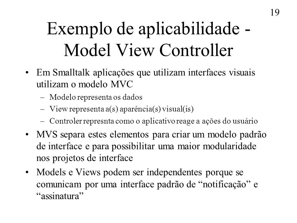 Exemplo de aplicabilidade - Model View Controller