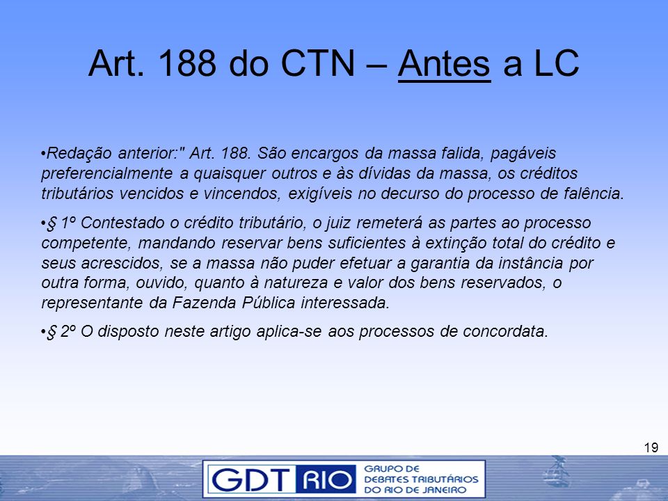Art. 188 do CTN – Antes a LC