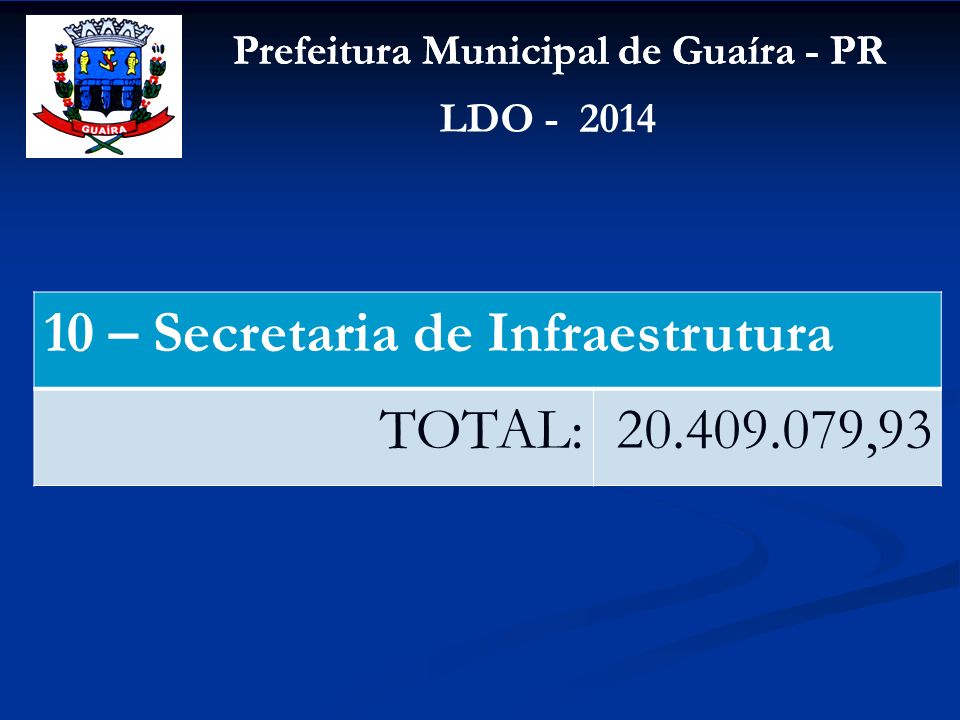 10 – Secretaria de Infraestrutura