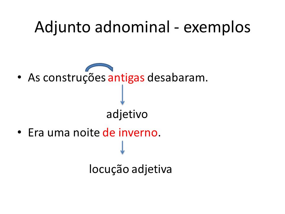 Adjunto adnominal - exemplos