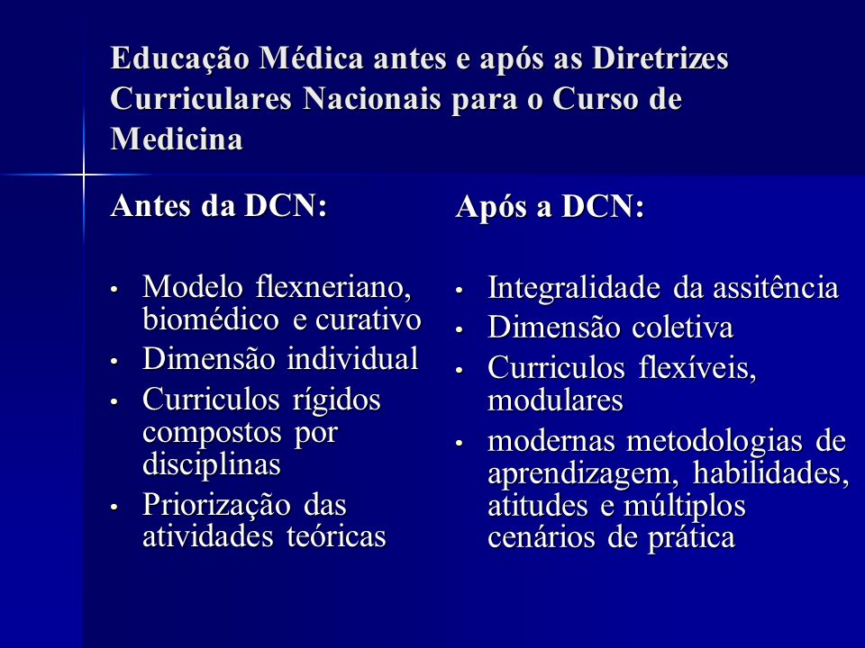 Educação Médica antes e após as Diretrizes Curriculares Nacionais para o Curso de Medicina
