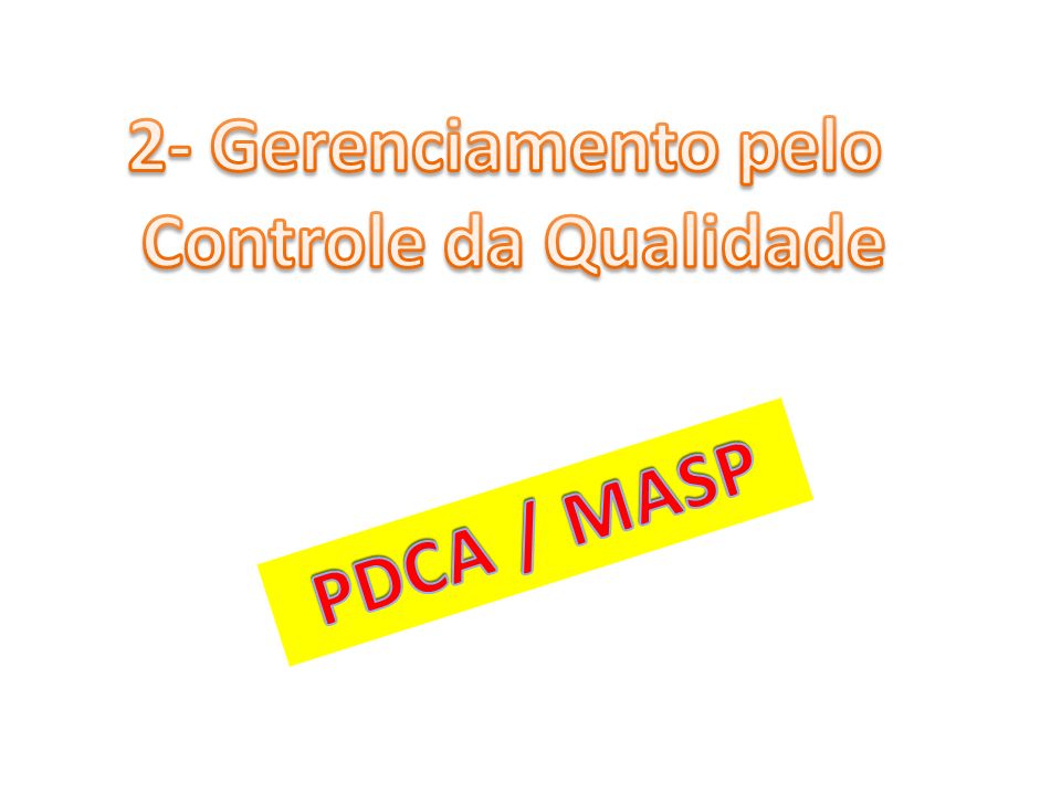 2- Gerenciamento pelo Controle da Qualidade PDCA / MASP