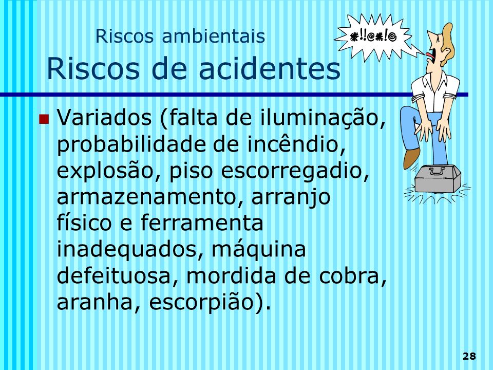 Riscos ambientais Riscos de acidentes