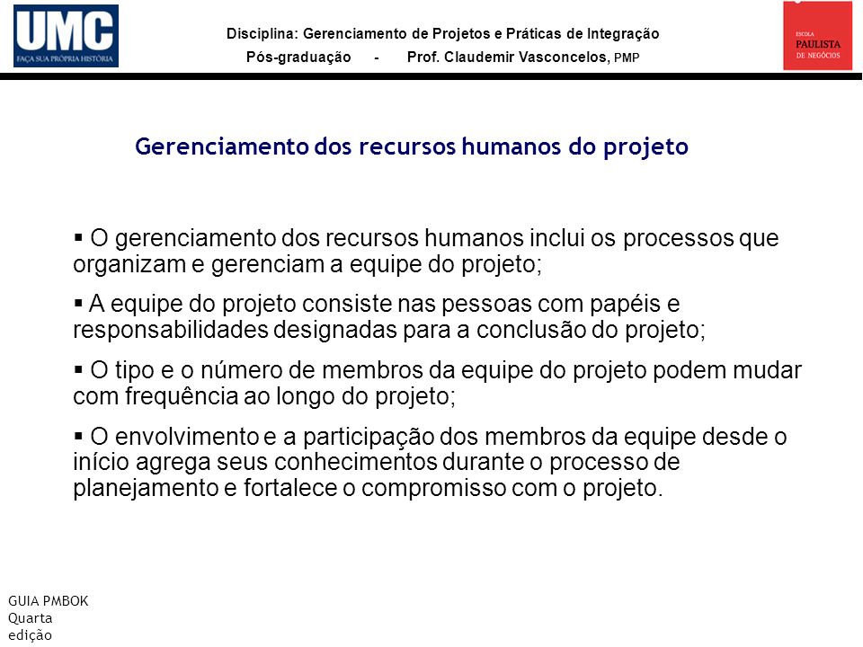 Gerenciamento dos recursos humanos do projeto