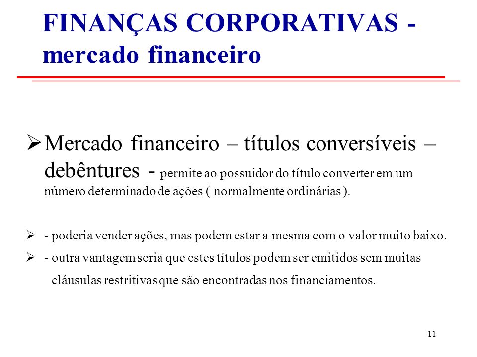 FINANÇAS CORPORATIVAS - mercado financeiro