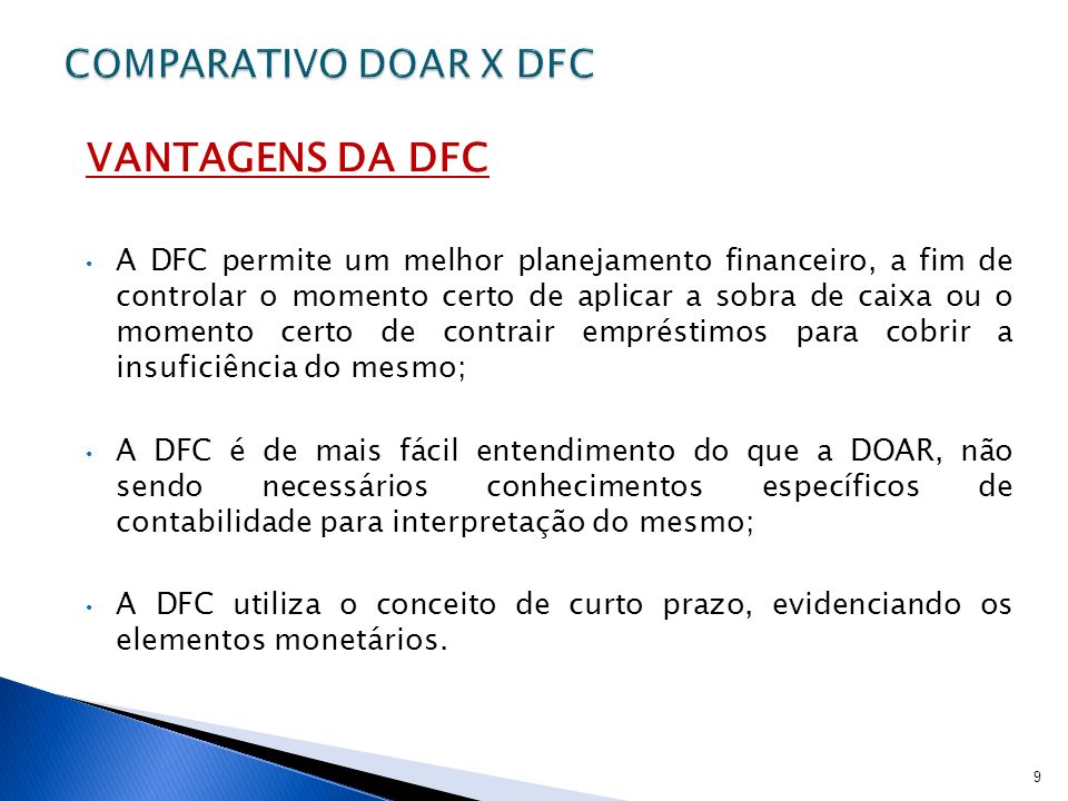VANTAGENS DA DFC COMPARATIVO DOAR X DFC