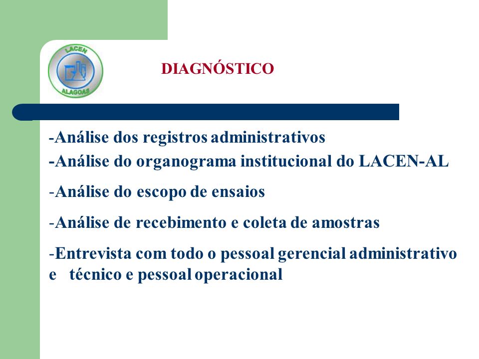 -Análise do organograma institucional do LACEN-AL