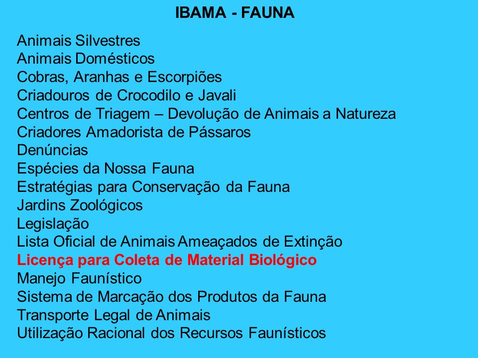IBAMA - FAUNA Animais Silvestres Animais Domésticos