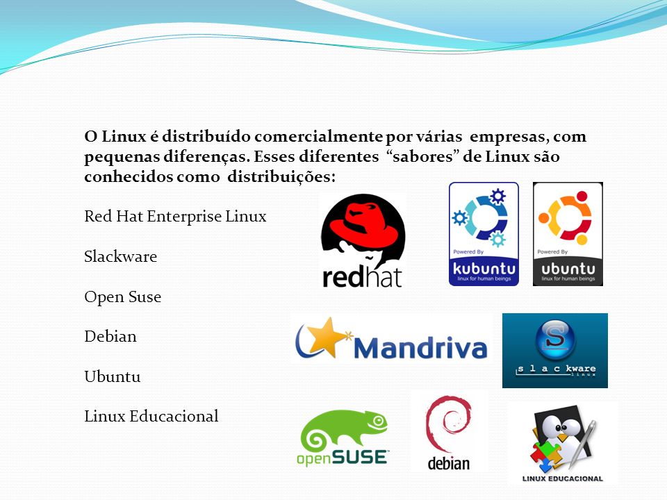 O Linux é distribuído comercialmente por várias empresas, com pequenas diferenças. Esses diferentes sabores de Linux são conhecidos como distribuições: