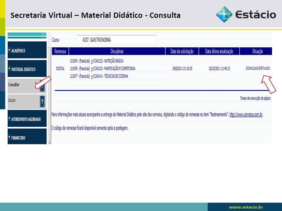 Secretaria Virtual – Material Didático - Consulta