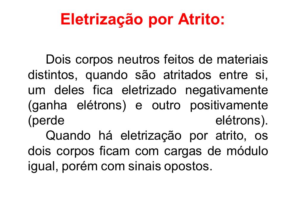 Eletrização por Atrito: