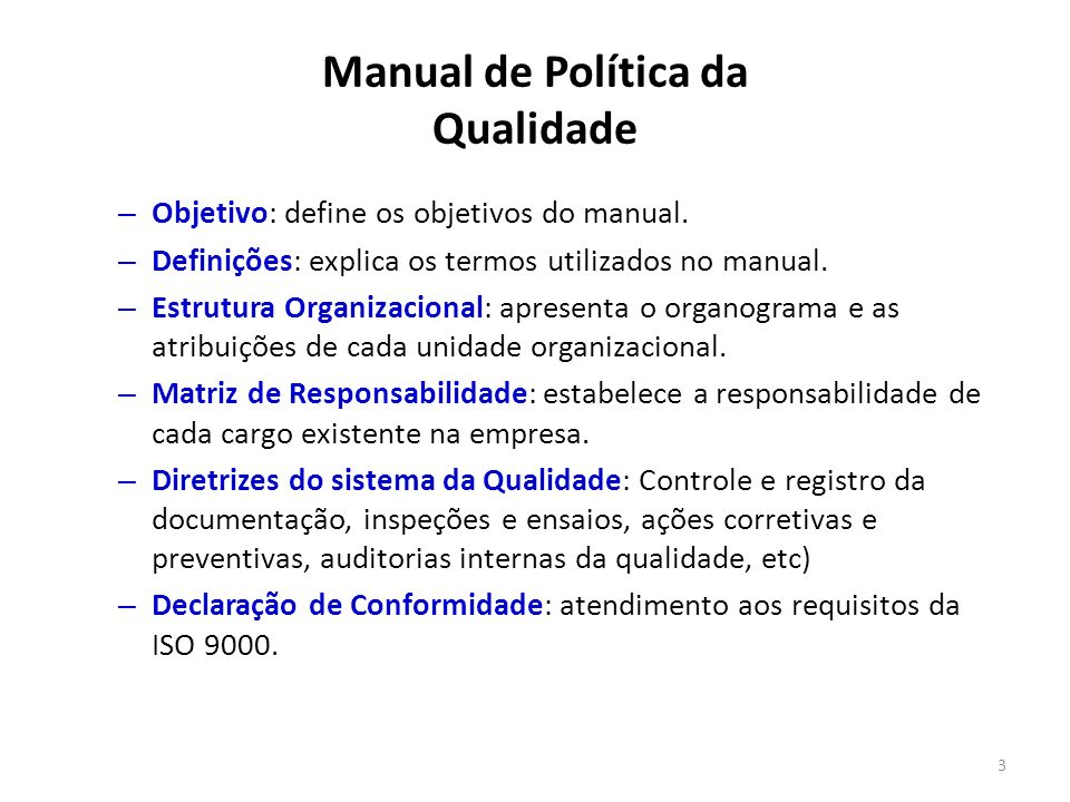 Manual de Política da Qualidade