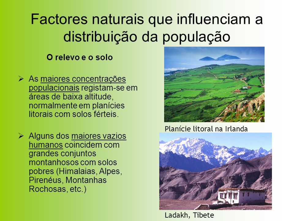 Factores naturais que influenciam a distribuição da população