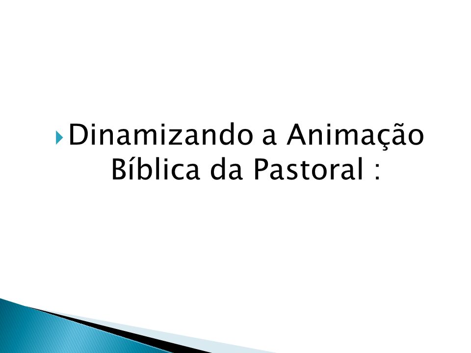 Dinamizando a Animação Bíblica da Pastoral :