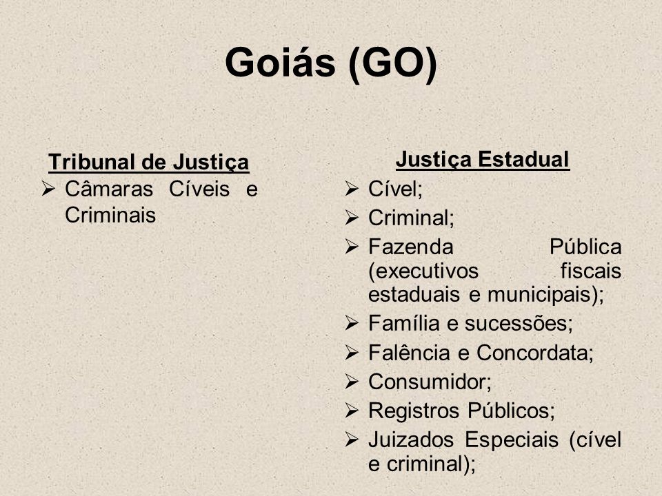 Goiás (GO) Tribunal de Justiça Câmaras Cíveis e Criminais
