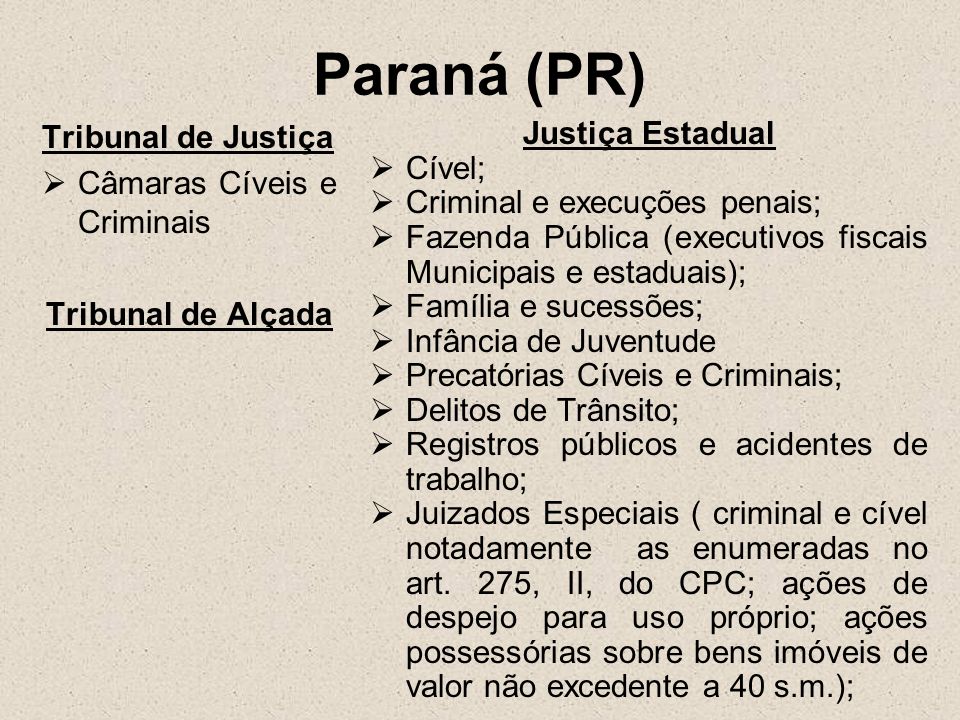 Paraná (PR) Tribunal de Justiça Câmaras Cíveis e Criminais