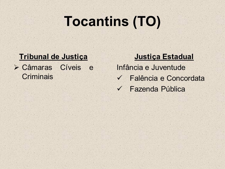 Tocantins (TO) Tribunal de Justiça Câmaras Cíveis e Criminais