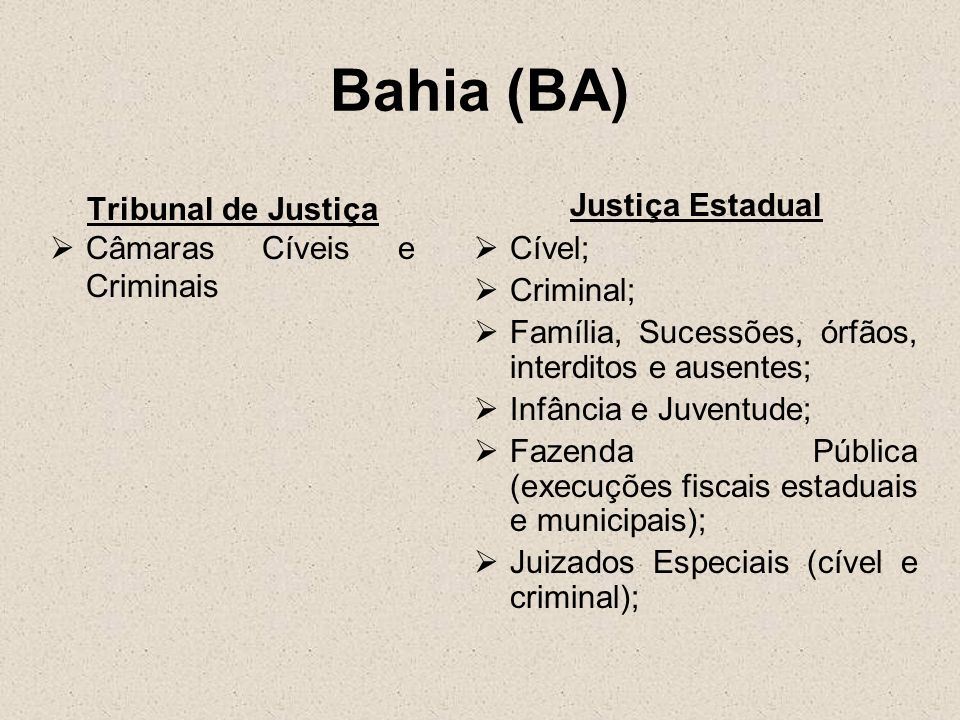 Bahia (BA) Tribunal de Justiça Câmaras Cíveis e Criminais