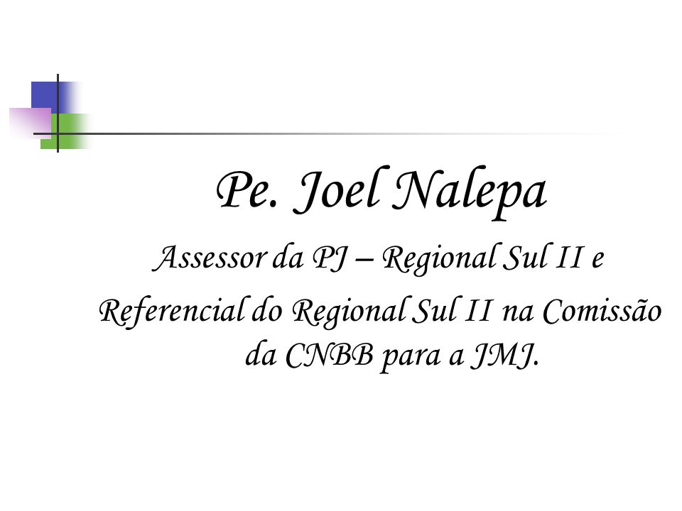 Pe. Joel Nalepa Assessor da PJ – Regional Sul II e