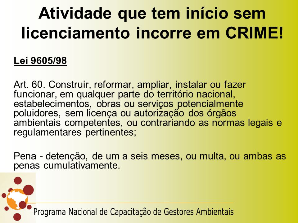 Atividade que tem início sem licenciamento incorre em CRIME!