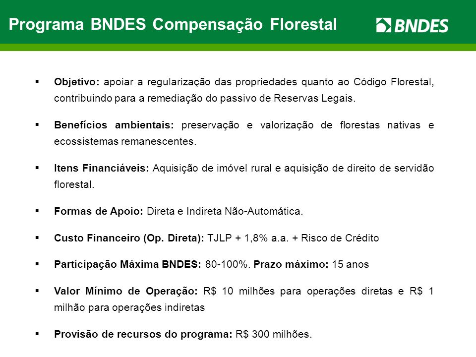 Programa BNDES Compensação Florestal
