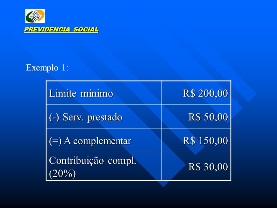 Contribuição compl. (20%) R$ 30,00