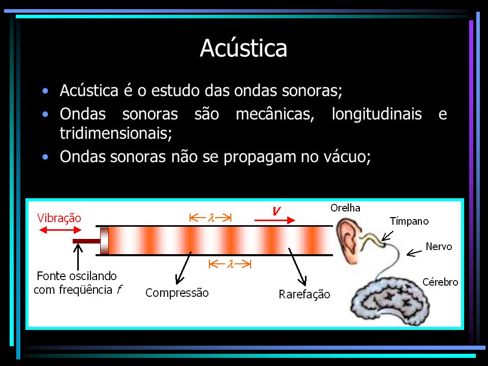 Acústica Acústica é o estudo das ondas sonoras;
