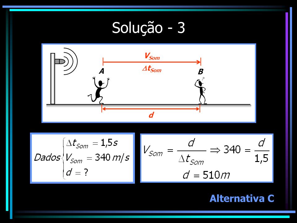 Solução - 3 A B VSom tSom d Alternativa C