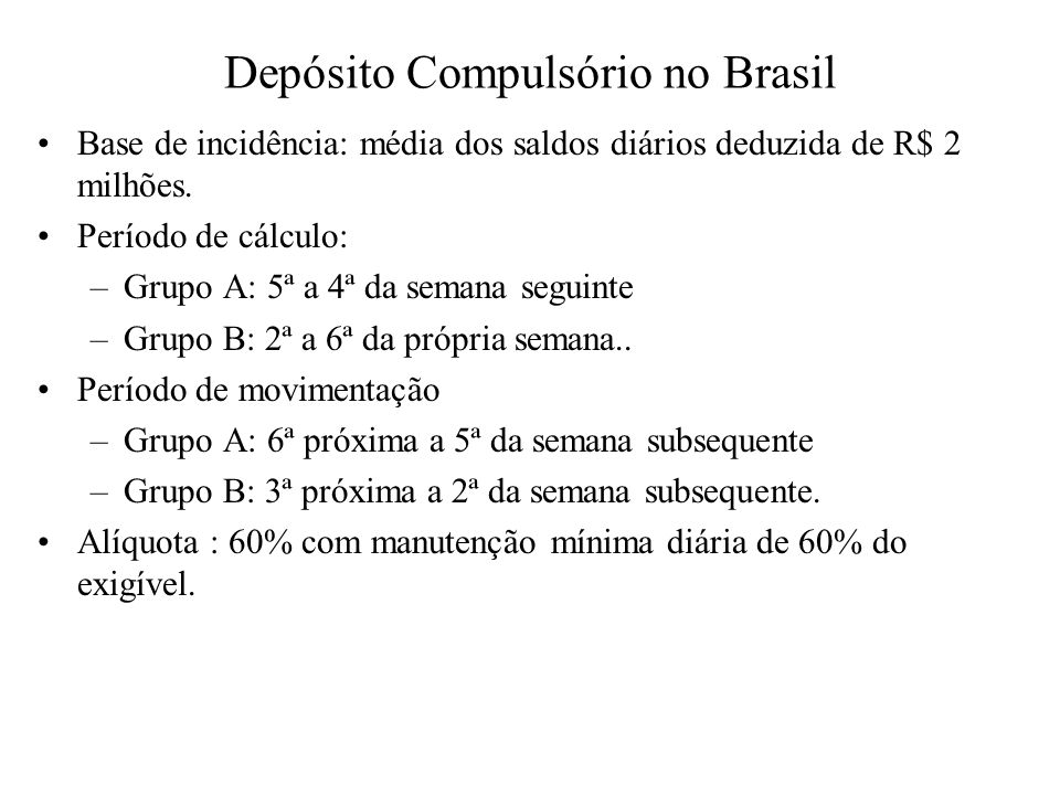 Depósito Compulsório no Brasil