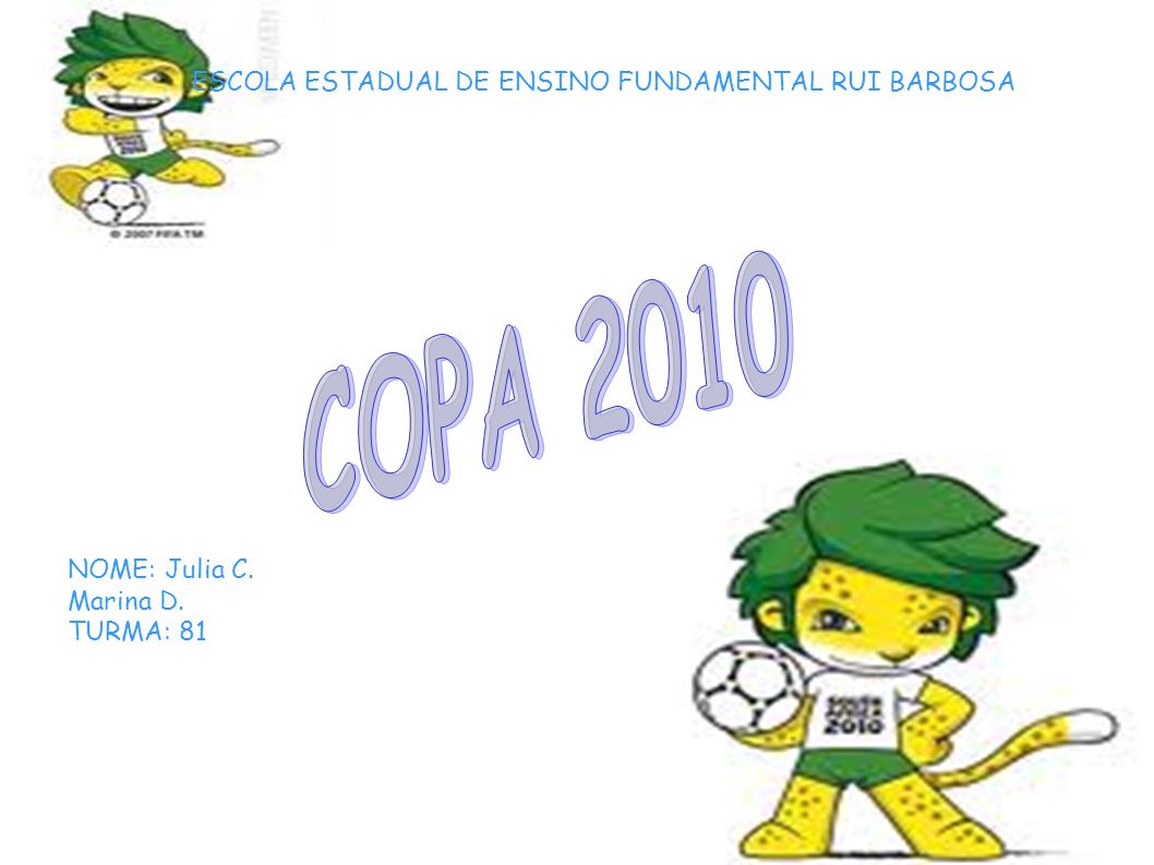 COPA 2010 ESCOLA ESTADUAL DE ENSINO FUNDAMENTAL RUI BARBOSA