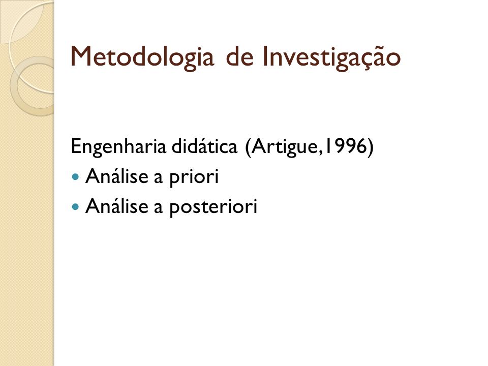 Metodologia de Investigação