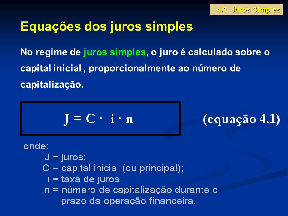 Equações dos juros simples