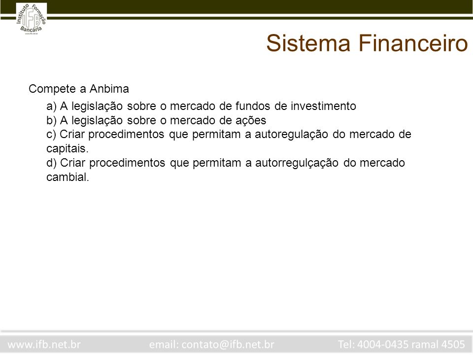 Sistema Financeiro Compete a Anbima