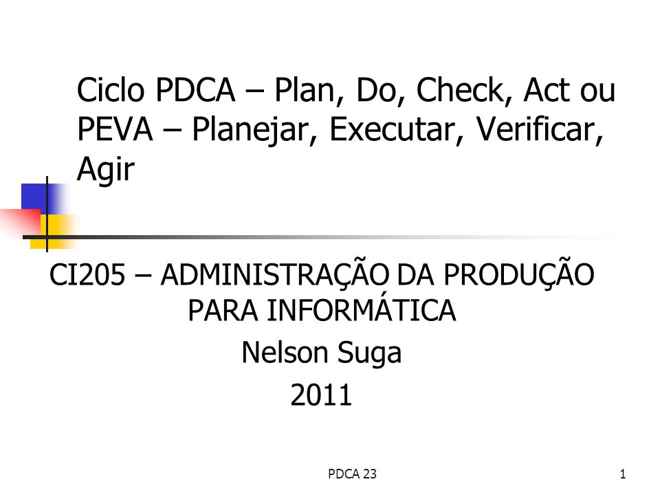 CI205 – ADMINISTRAÇÃO DA PRODUÇÃO PARA INFORMÁTICA Nelson Suga 2011