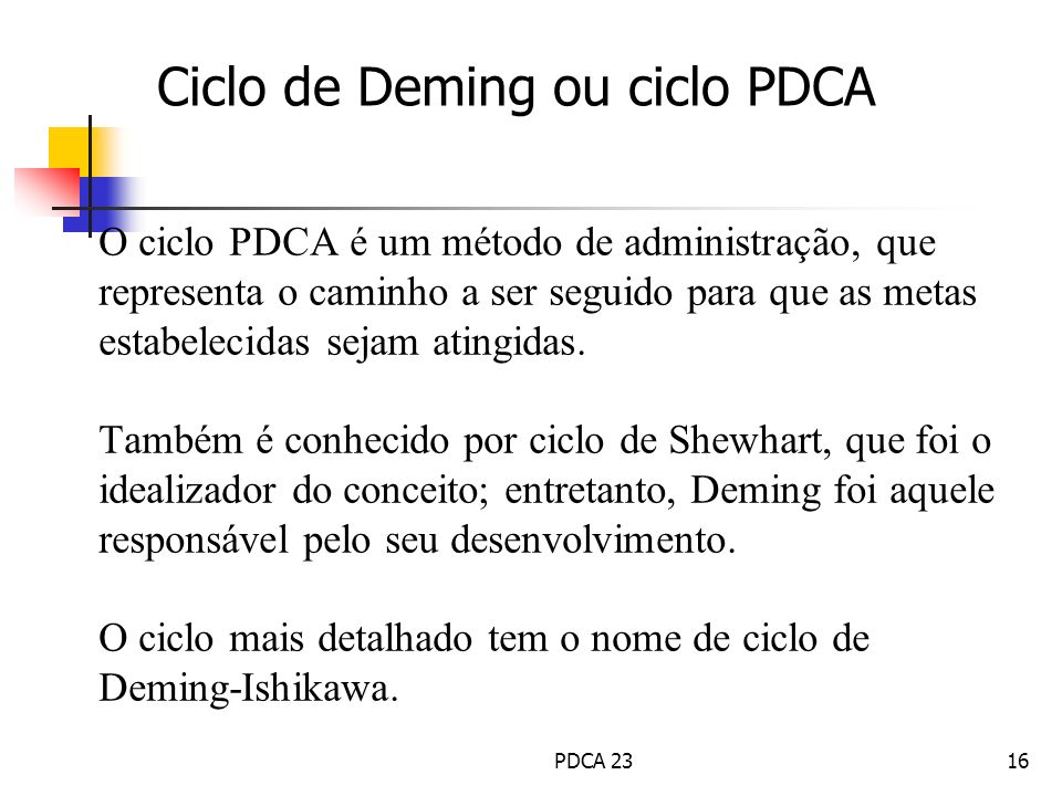 Ciclo de Deming ou ciclo PDCA
