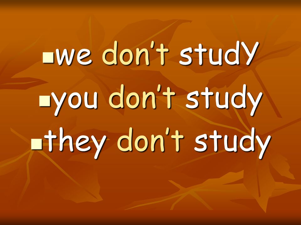 we don’t studY you don’t study they don’t study