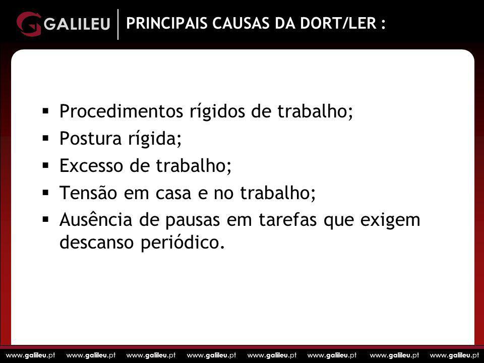 PRINCIPAIS CAUSAS DA DORT/LER :