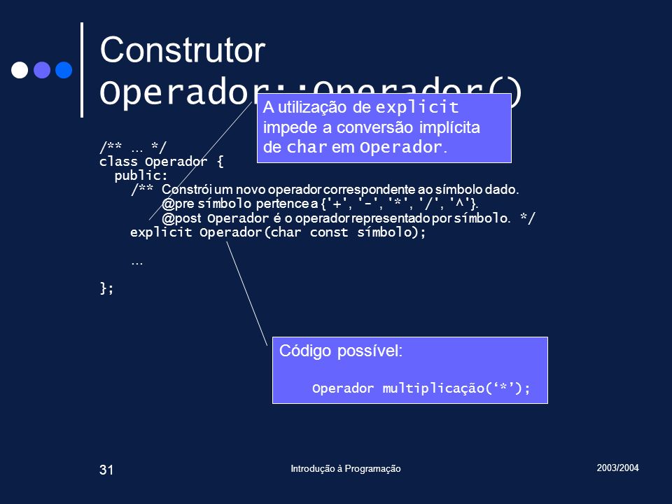 Construtor Operador::Operador()
