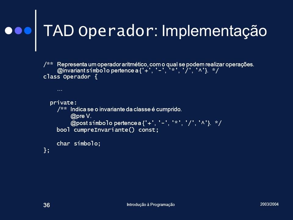 TAD Operador: Implementação