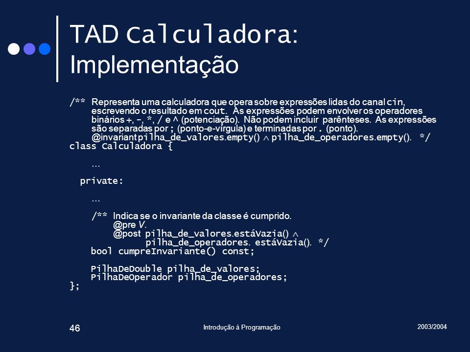 TAD Calculadora: Implementação